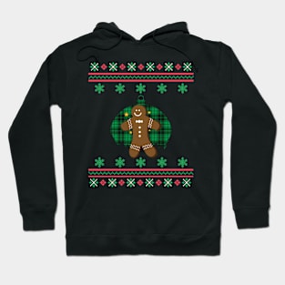 Gingerbread Man Faux Ugly Christmas Sweater Funny Holiday Design Hoodie